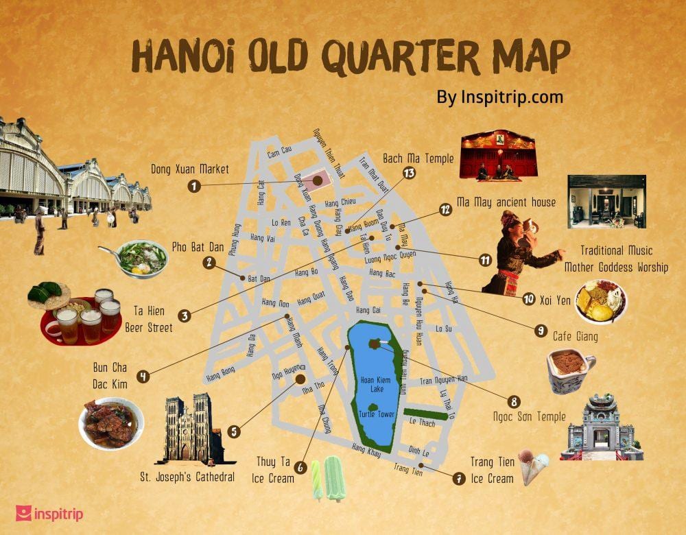 mapa ulica hanoj ' s old quarter