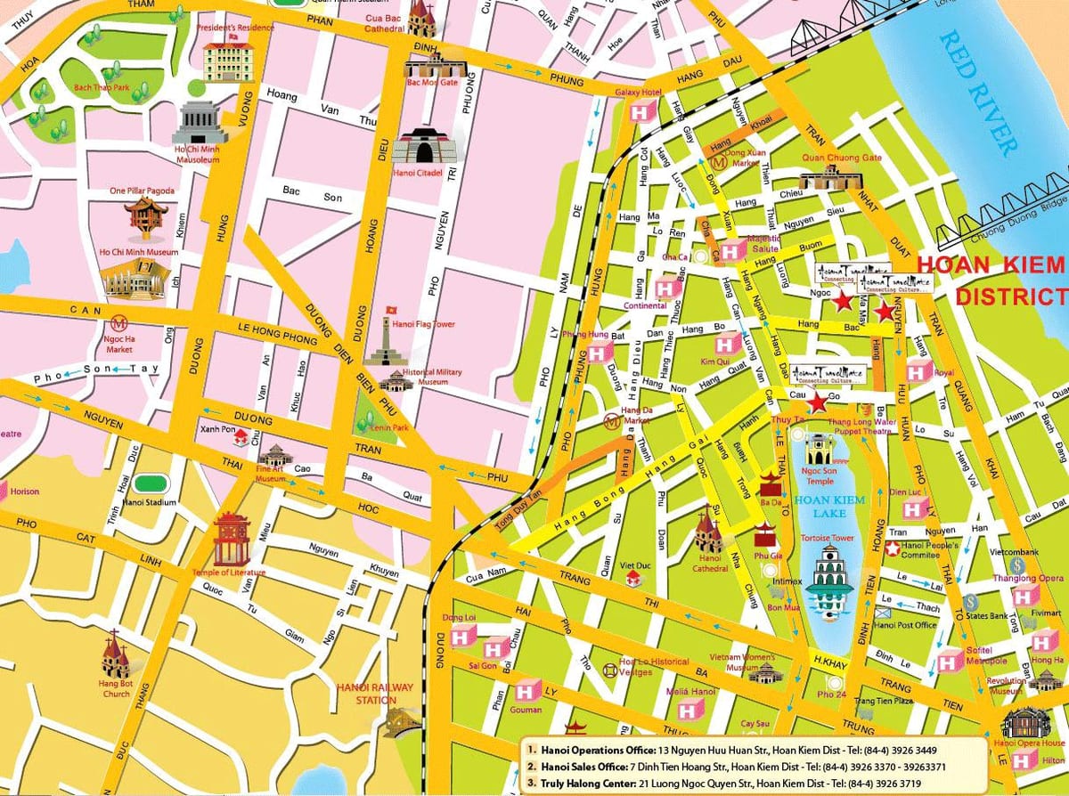 Hanoi turističkoj karti